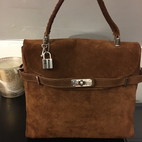 Brown suede handbag originally purchased in Italy - Picture 2 of 7